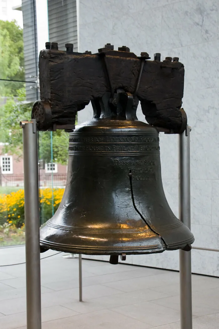 Liberty Bell on display indoors, a disappointing tourist attraction many locals still don’t fully appreciate.