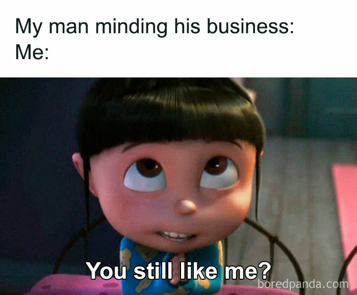 Cute animated girl looking hopeful with text about love, a loving meme to send to your girlfriend feeling appreciated