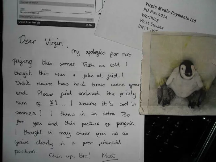Apologies For The Late Payment, Virgin