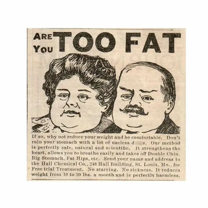 "¿Estás demasiado gordo? ¿Por qué no bajar de peso y estar cómodo?" La publicidad de productos para bajar de peso nunca ha sido sutil.