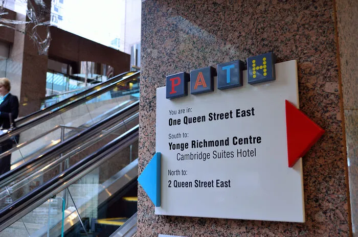 Sign for PATH underground walkway at Queen Street East, a disappointing tourist attraction locals still don’t get.
