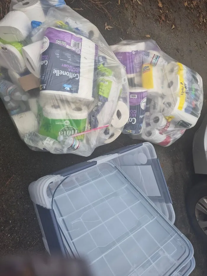 A Year Supply Of Toilet Paper And Paper Towels. Dumpster Was Generous Yesterday