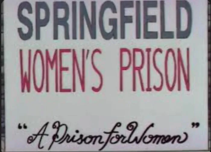 Springfield women's prison sign from The Simpsons featuring one of the best signs in the show.
