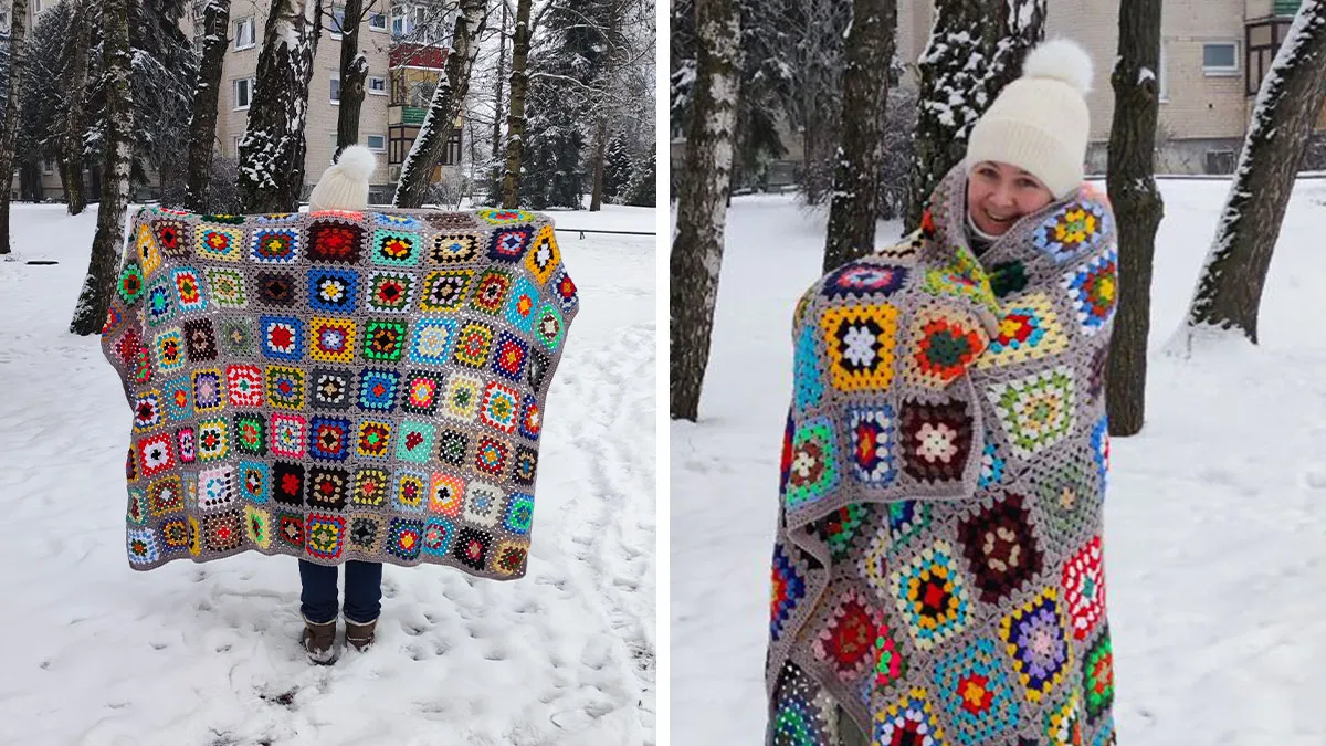 I Turned 96 Book Covers Into A Cozy Granny Square Blanket