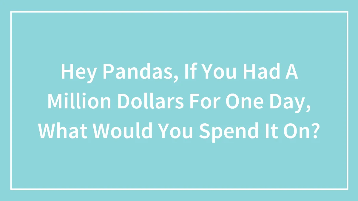 Hey Pandas, If You Had A Million Dollars For One Day, What Would You Spend It On? (Closed)