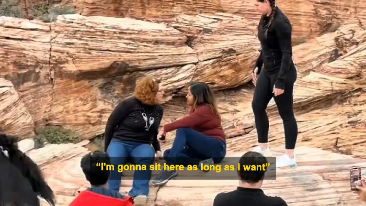 "First Karen Of 2026": Woman Blocks Tourist’s Shot In Viral Red Rock Canyon Incident