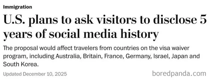 U.S. plans immigration policy requiring visitors to disclose 5 years of social media history as warning signs rise