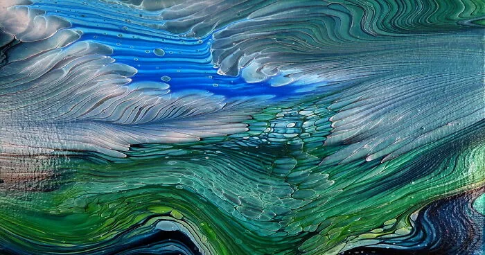 Where The Current Slows: Relaxing Acrylic Pour Painting