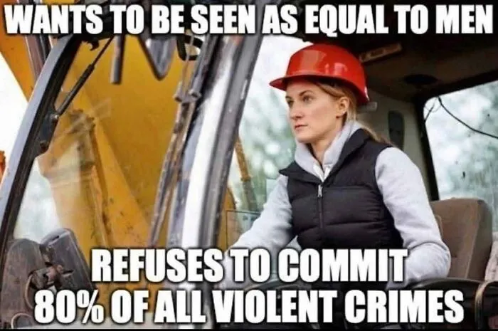 Woman wearing a hard hat operating construction machinery, illustrating feminist posts calling out the patriarchy with zero mercy.