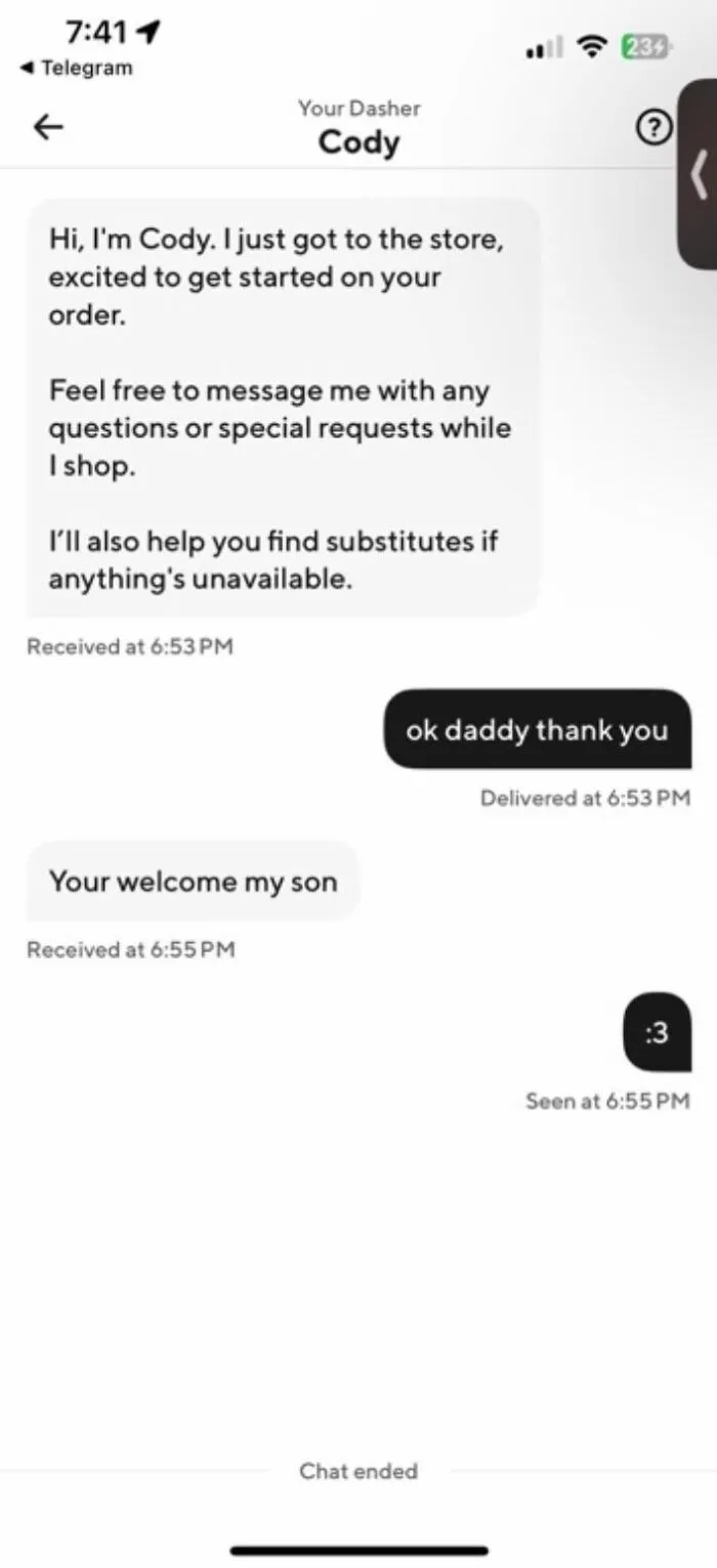 Text message exchange between an Uber driver and customer showcasing funny and unhinged Uber driver texts.