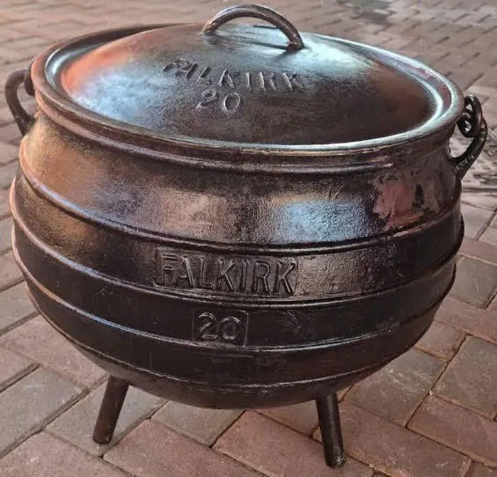 Olla Potjie de tres patas de hierro fundido de Falkirk. Sudáfrica