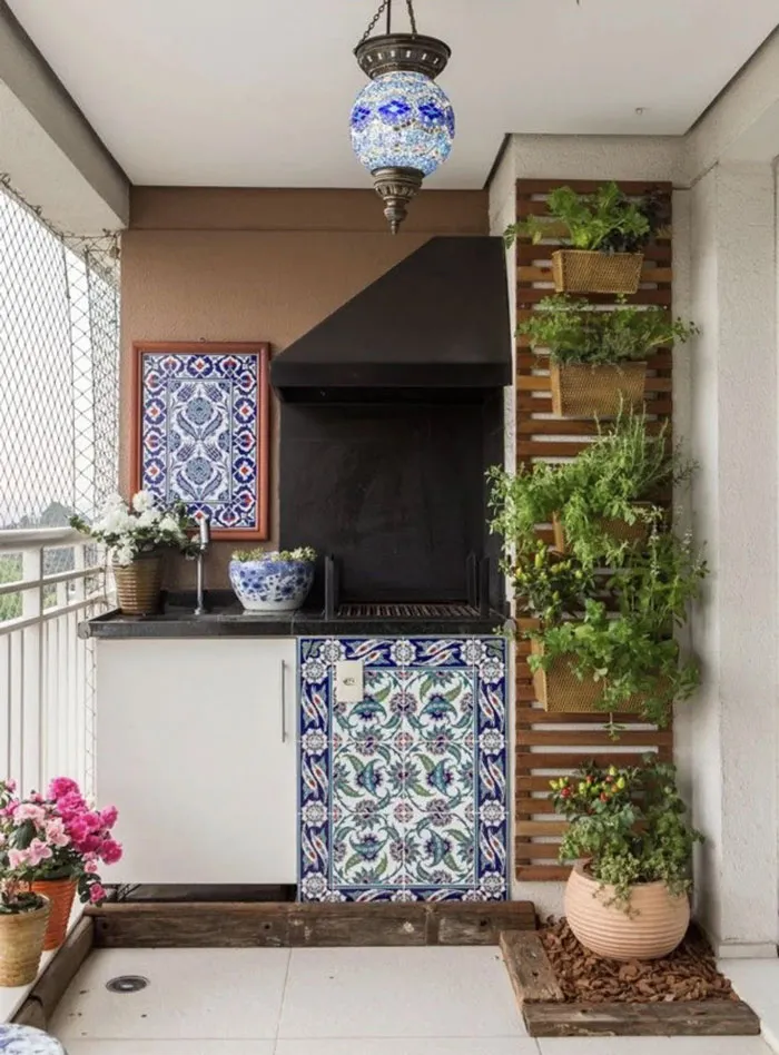 Charcoal Grill On A High Rise Apartment Balcony. Brazil