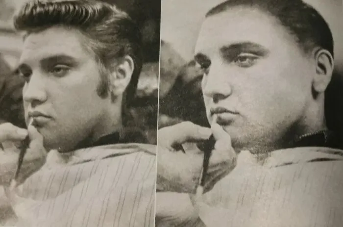 Black and white photo showing two side-by-side images of a young man with slicked-back hair, illustrating internet photo illusions.