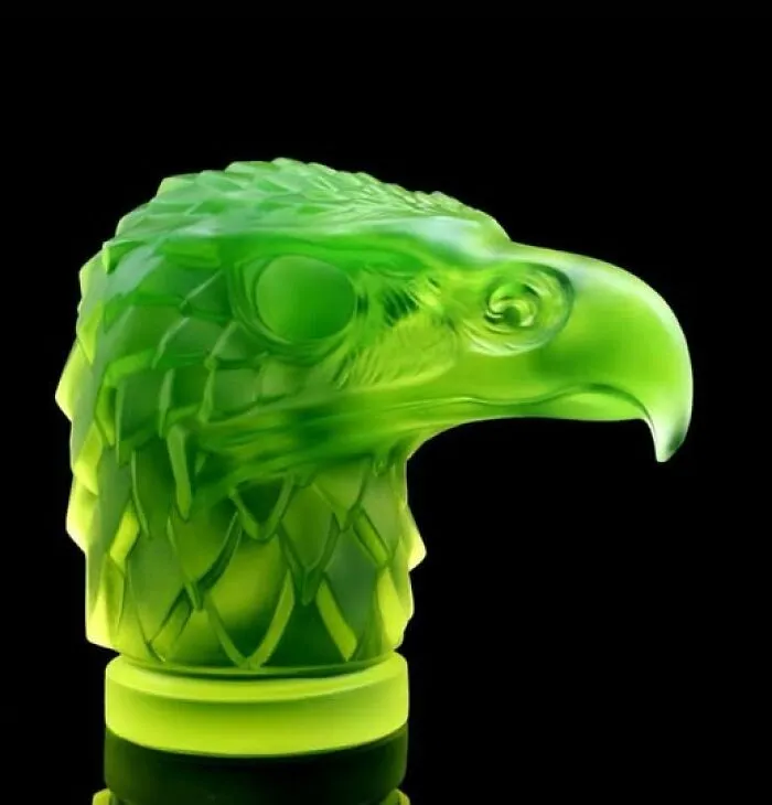 Art Deco Uranium Glass Automobile Hood Ornamament By Lalique, Circa 1930