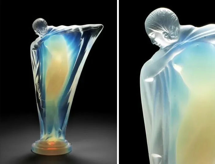 An Opalescent Glass Art Deco Sculpture By French Artist Lucille Sevin, For Etling. Early 20th Century