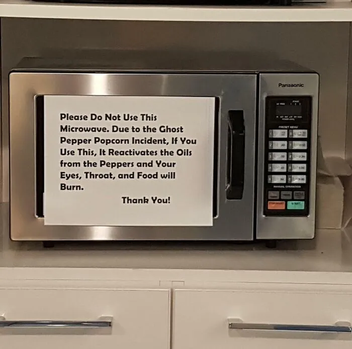 Hey Im New! Yesterday This Guy Put Ghost Pepper Popcorn In Our Industrial Microwave At Work For Over 5 Minutes