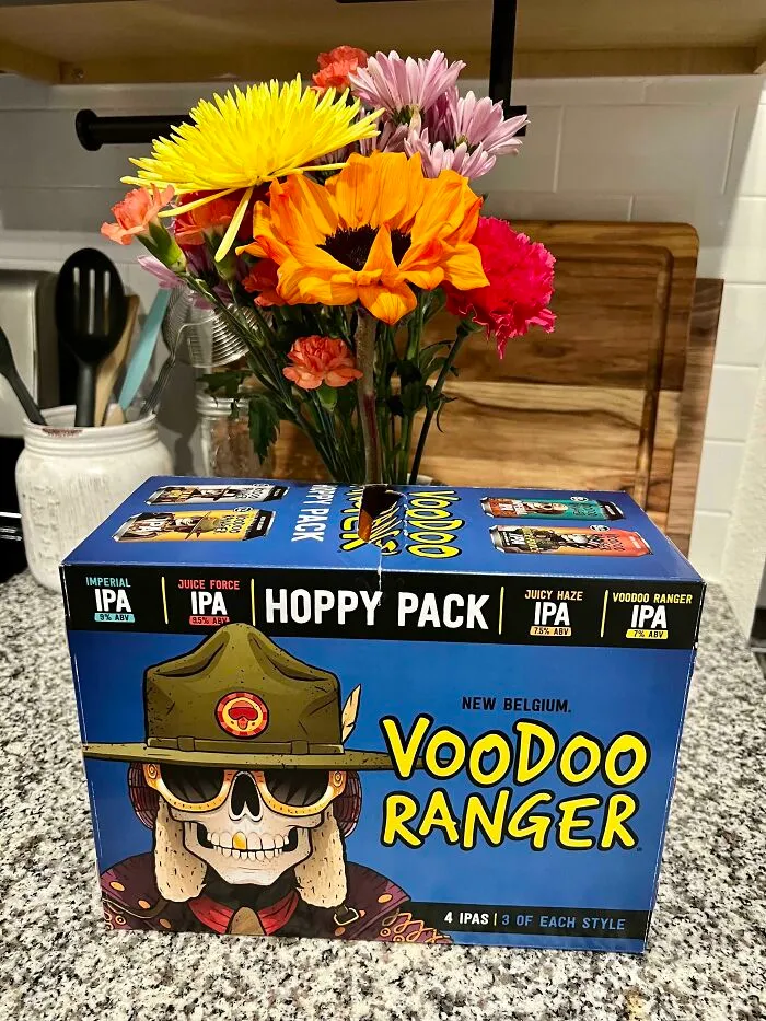 Wife Got Me Flowers And Beer For Valentines. Men Should Be Gifted Flowers More Often. And Beer