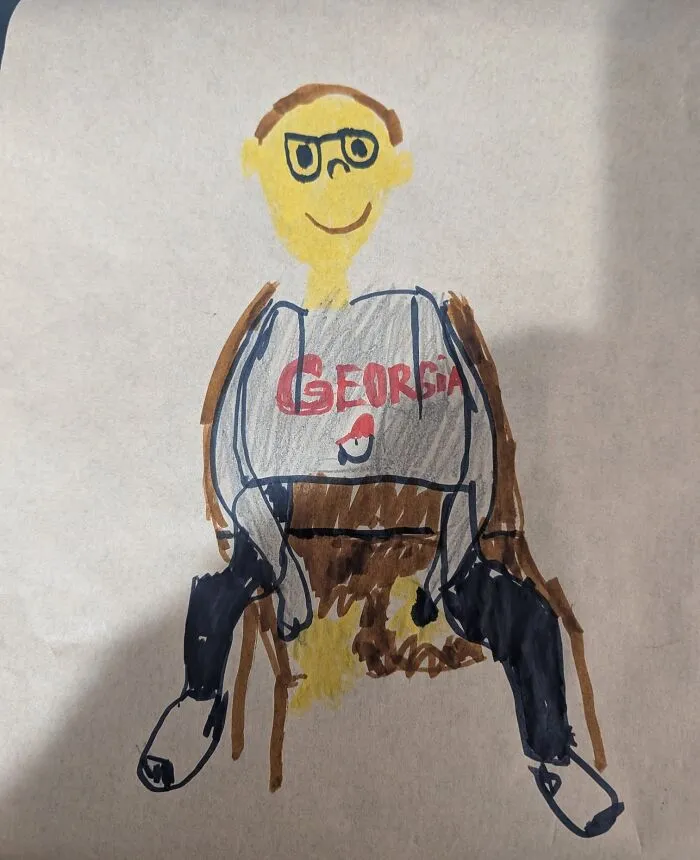 Snow Day So Kid #4 Had Me Sit For A Portrait At Her Art Easel