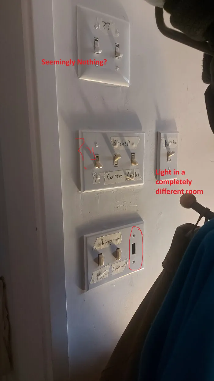 These Switches Are Still Confusing Even After Labelling Them And Living Here For 4 Years