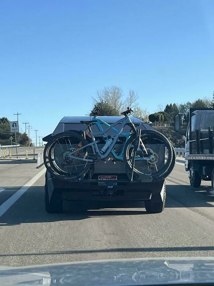 Cyber Truck Bike Rack Blocks The License Plate And Brake Lights