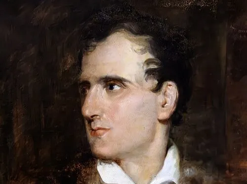 Portrait of Renaissance artist Antonio Canova with dark curly hair, gazing to the side in a classic oil painting style.