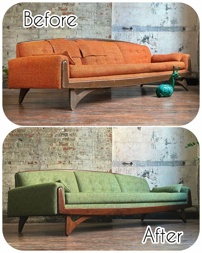My Fiancé And I Rehabbed This  Bifl Kroehler Sofa From The Mid 60s!!