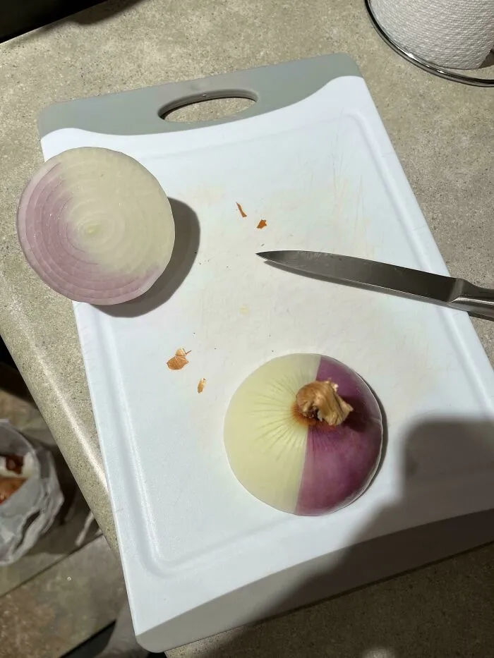 Cut Into An Onion And It Was Half Red Half White