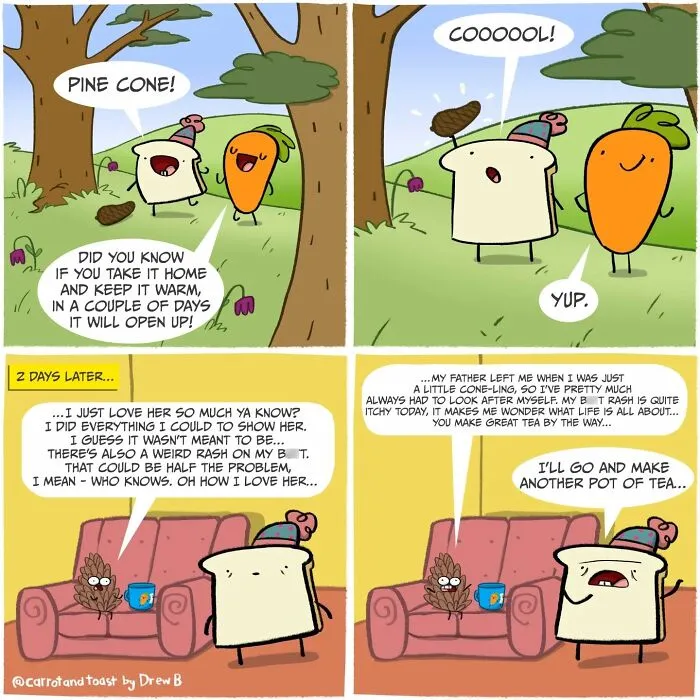 This Artist’s “Carrot And Toast” Comics Turn Random Moments Into Comedy Gold (48 Pics)