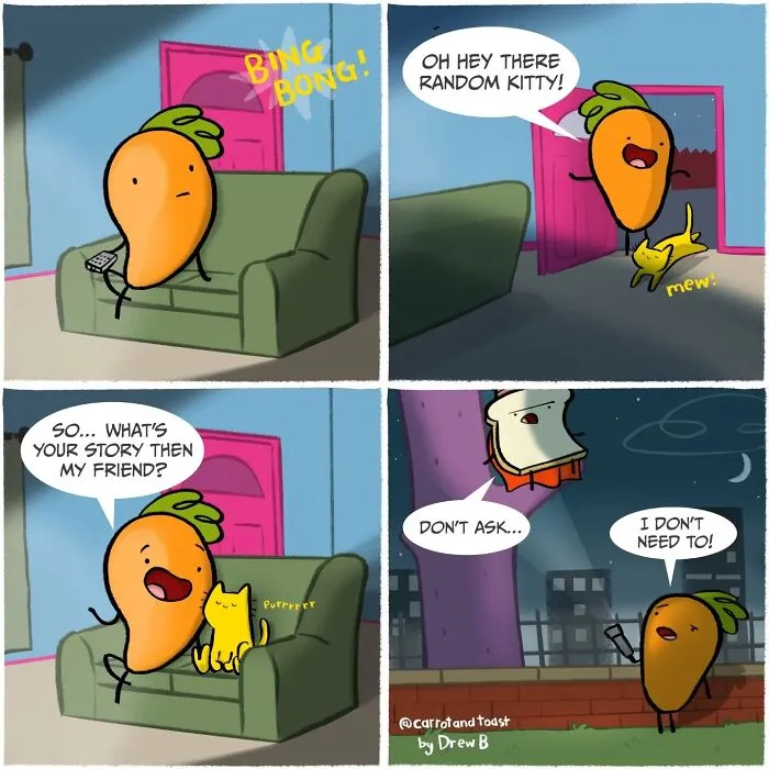 This Artist’s “Carrot And Toast” Comics Turn Random Moments Into Comedy Gold (48 Pics)