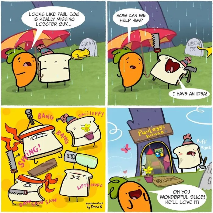This Artist’s “Carrot And Toast” Comics Turn Random Moments Into Comedy Gold (48 Pics)