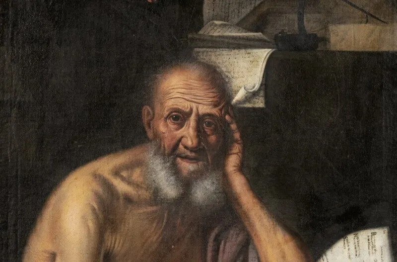 Portrait of philosopher Socrates with a thoughtful expression, representing the man who drank hemlock as punishment.