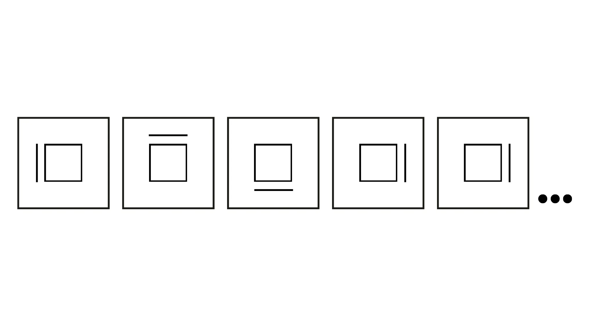 Logic series school questions showing squares with varying vertical and horizontal lines in a pattern to choose the next correct answer.
