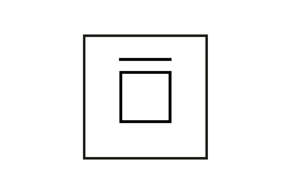 Minimalist logic puzzle image showing a square inside a larger square with a horizontal line above the inner square.