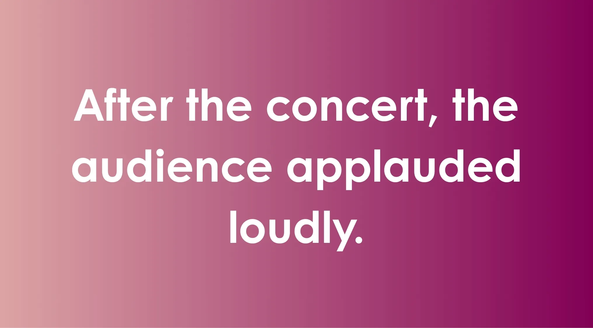 Text on a pink to purple gradient background reading a sentence for grammar subject identification school questions.