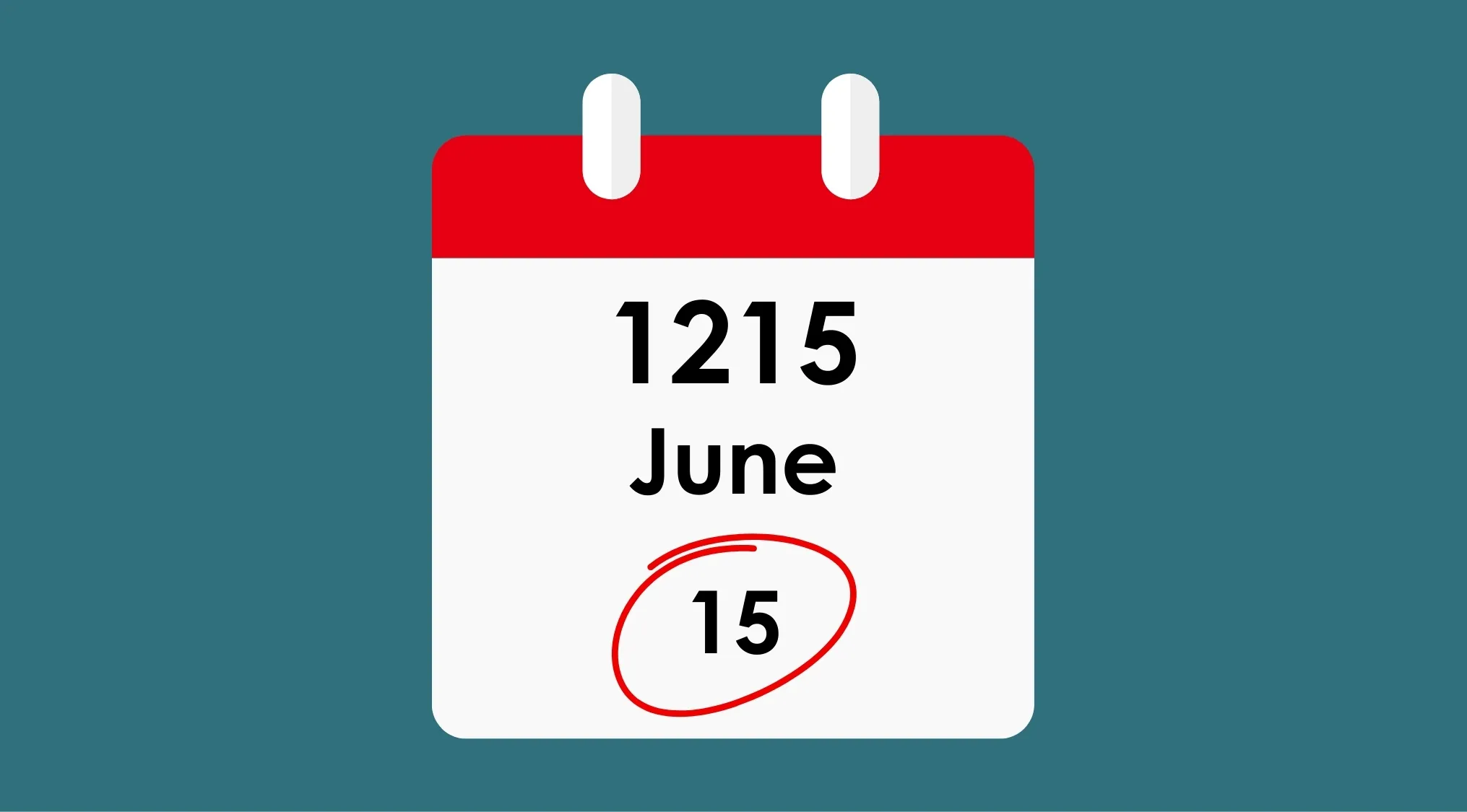 Calendar page showing June 15, 1215 with the date 15 circled in red for history school questions.