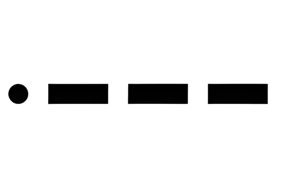 Morse code symbol for Y consisting of one dot followed by two dashes on a white background.