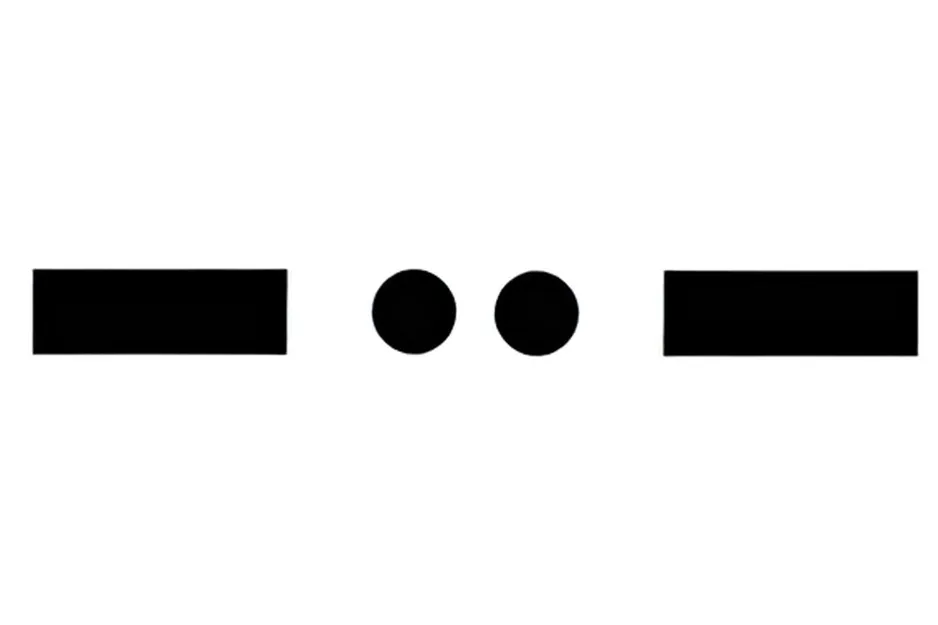 Morse code symbols showing a dash, two dots, and a dash representing the letter T in Morse code.