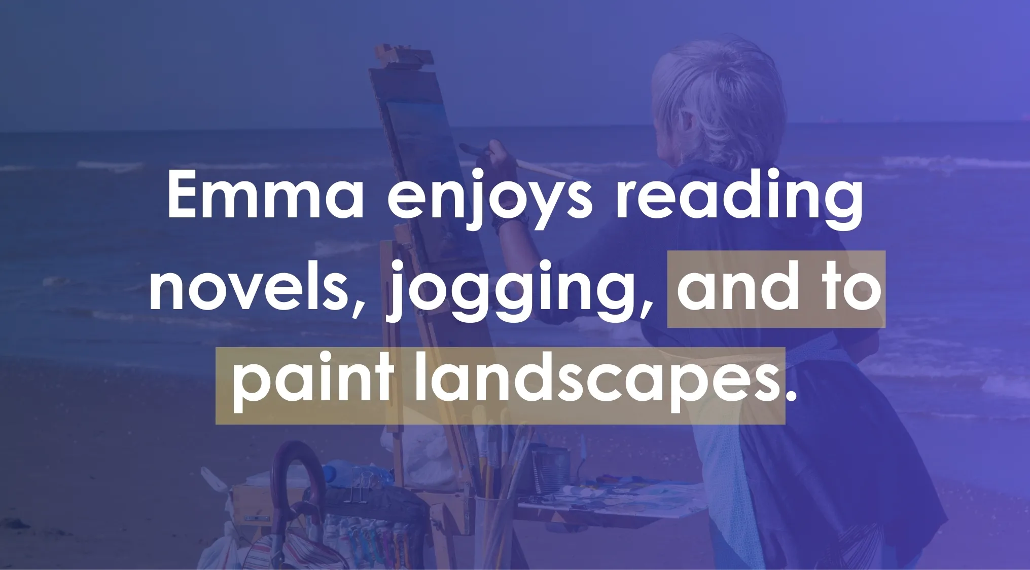 Woman painting on an easel by the sea illustrating a question on the ACT exam grammar changes.