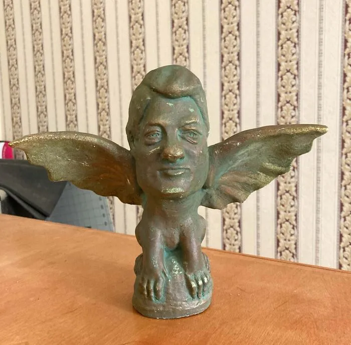 Found This Bill Clinton Gargoyle At Savers In Massachusetts For $2.99. Have Put It In A Strategic Location In My House To Creep Out My Family