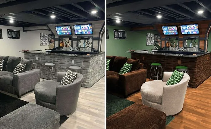 I Couldn't Stop Thinking About That Gray Man Cave From A Few Days Ago So I Recolored It. (I'm Rusty At Ps So It's Not My Best Work)