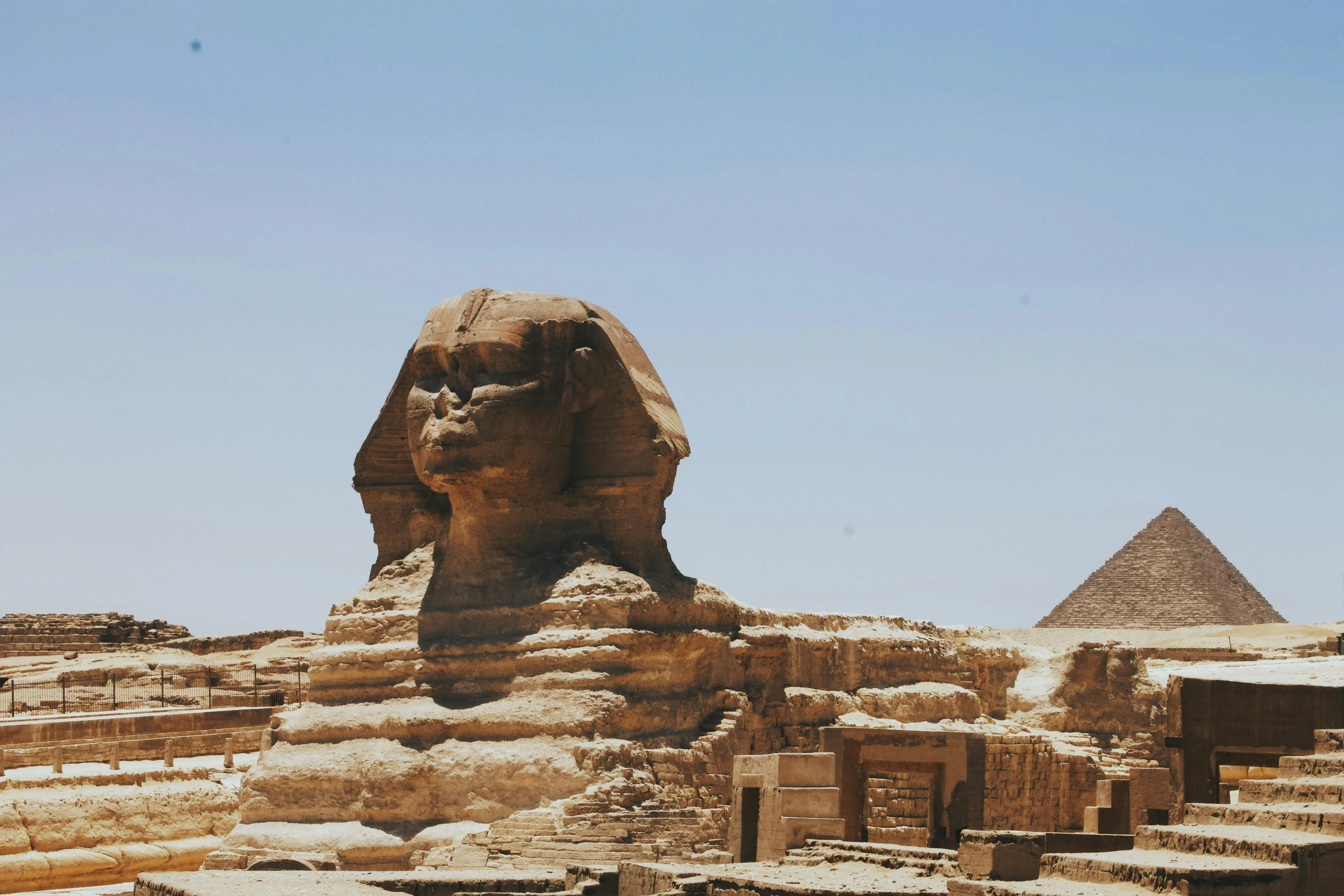 The Great Sphinx of Giza under a clear sky, representing Egypt and its continent for a quiz question.