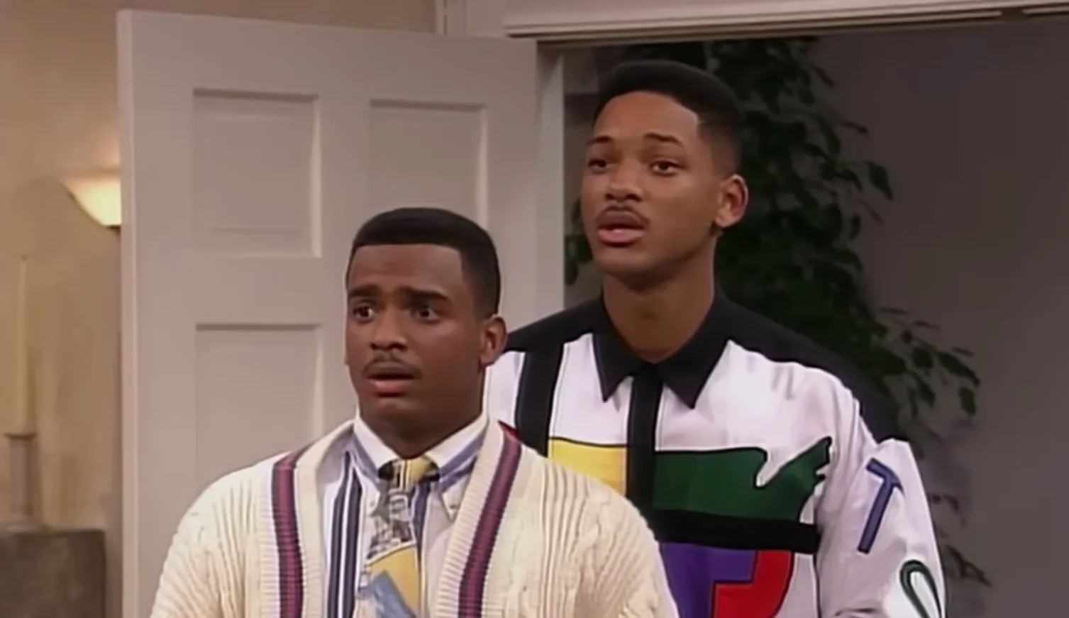 Will Smith and Alfonso Ribeiro in a scene from The Fresh Prince of Bel-Air, an iconic 80s and 90s TV show.