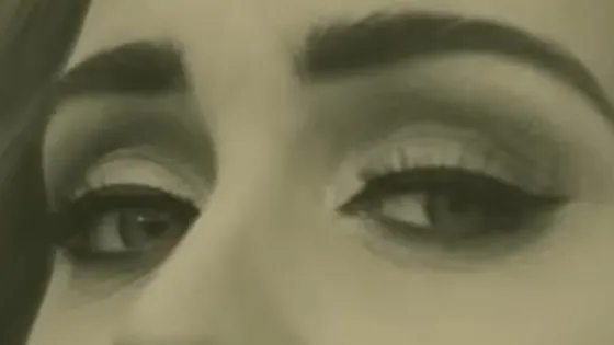 Close-up of celebrity eyes with makeup, focusing on matching the eyes to the name in the celebrity eyes challenge.
