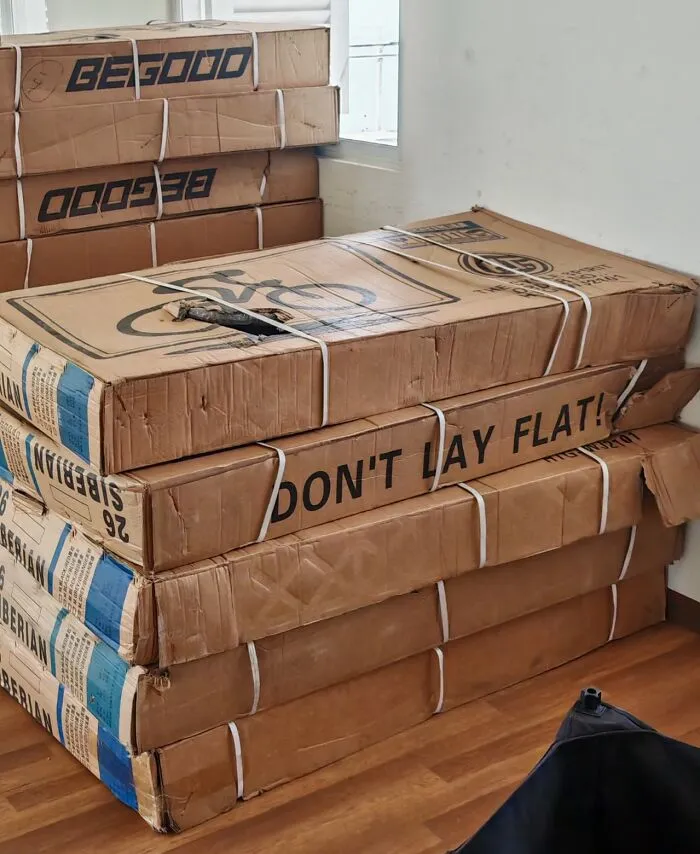 Told My Colleague To Receive 19 Bicycles And To Place The Boxes Upright But I Got This Instead