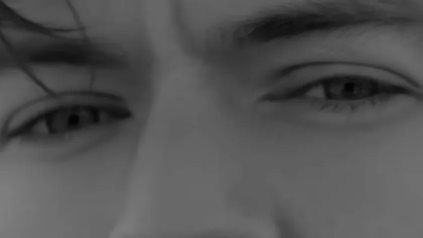 Close-up of a person’s eyes making direct eye contact, highlighting the celebrity eyes engaging the viewer.