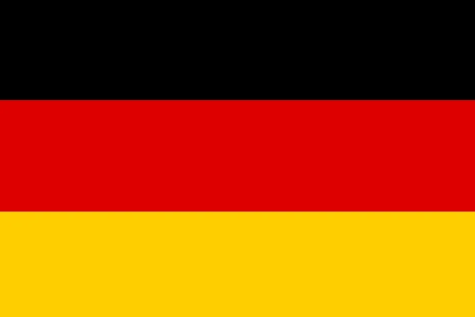 German flag with black, red, and yellow horizontal stripes representing trade disputes with the UK in the 18th century