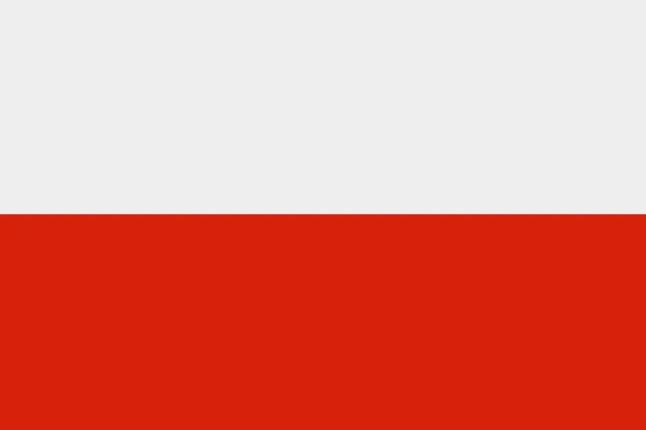 Polish flag with white and red horizontal stripes representing Poland in UK 18th century trade disputes context.