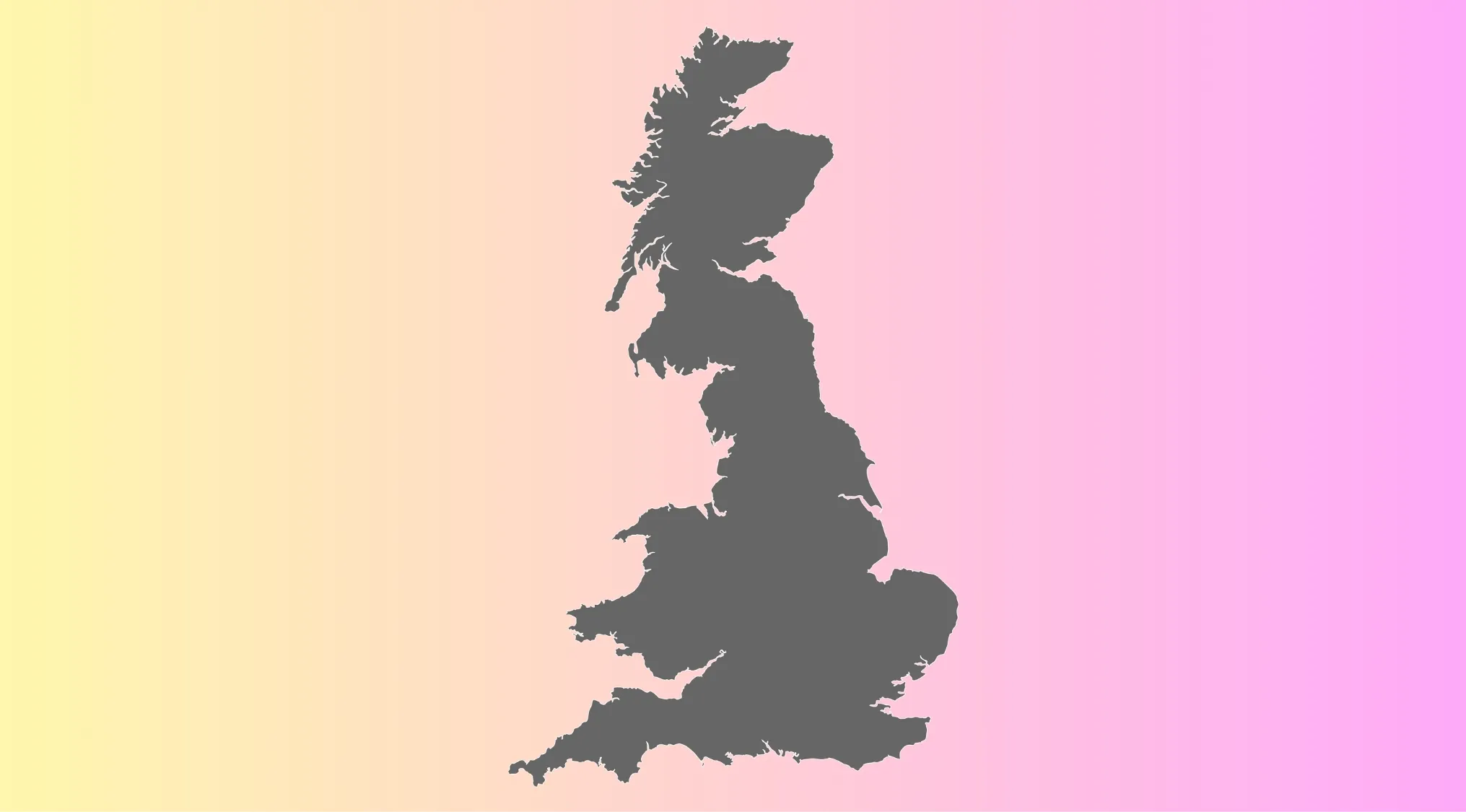 Map of Great Britain territories shown in solid grey on a pastel pink and yellow gradient background.