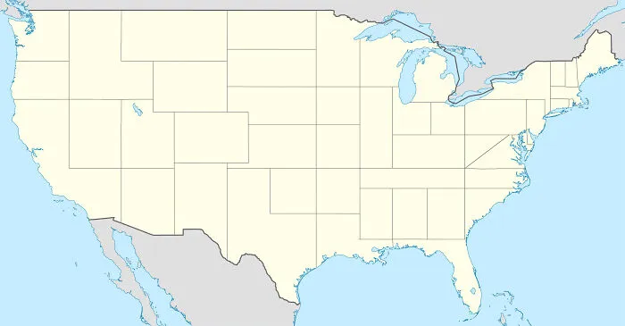 Blank map of the United States showing state borders for funny and silly geography memes about all things geography.