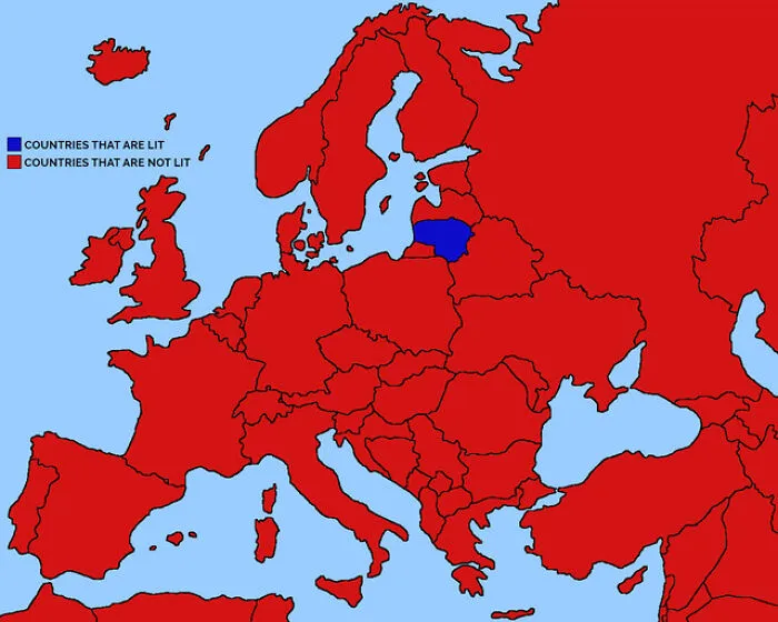 Map Of Europe Of Witch Country Is Lit